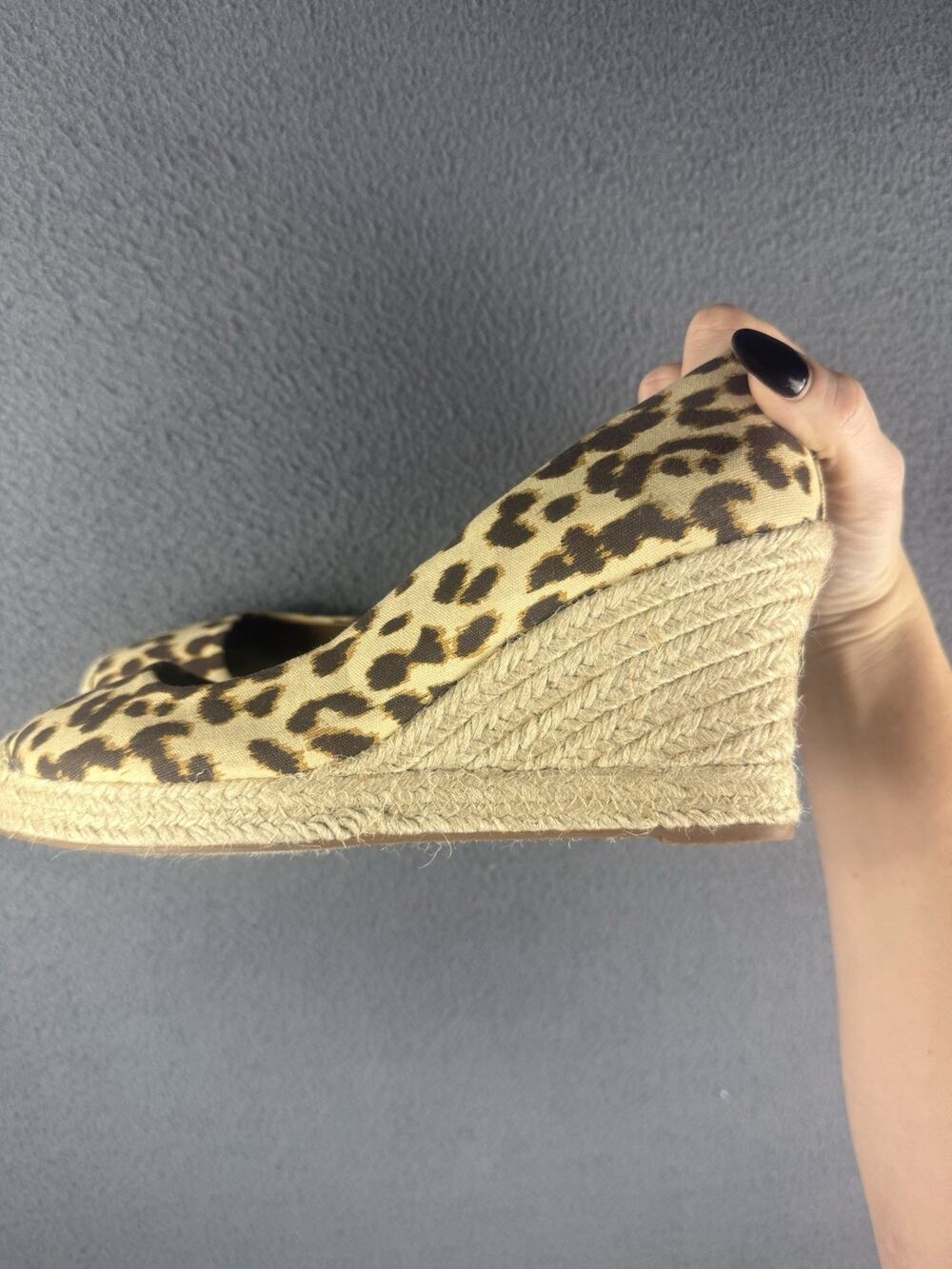J Crew Seville Printed Espadrilles Wedges 8.5 Brown Leopard Clean Heel
